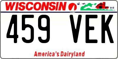 WI license plate 459VEK