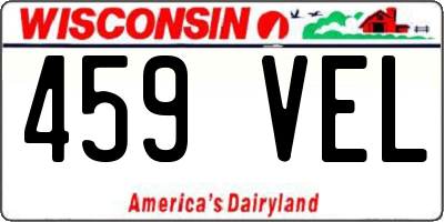 WI license plate 459VEL