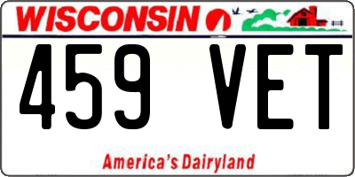 WI license plate 459VET