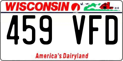 WI license plate 459VFD
