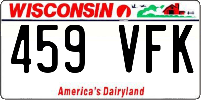 WI license plate 459VFK