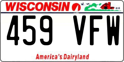 WI license plate 459VFW