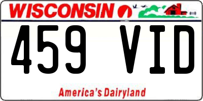 WI license plate 459VID