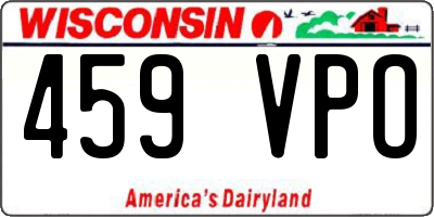 WI license plate 459VPO