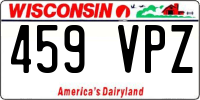 WI license plate 459VPZ