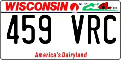 WI license plate 459VRC