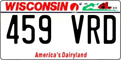 WI license plate 459VRD