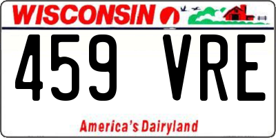 WI license plate 459VRE