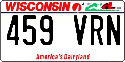 WI license plate 459VRN