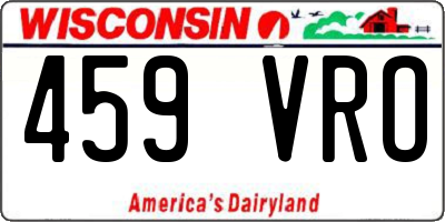 WI license plate 459VRO