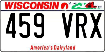 WI license plate 459VRX