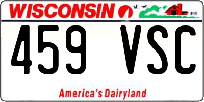 WI license plate 459VSC