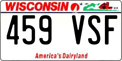 WI license plate 459VSF