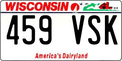 WI license plate 459VSK