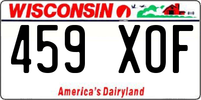 WI license plate 459XOF