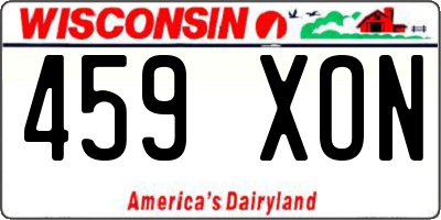 WI license plate 459XON