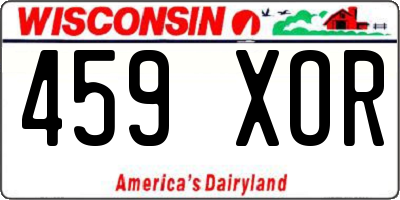 WI license plate 459XOR