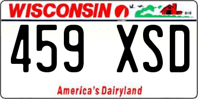 WI license plate 459XSD