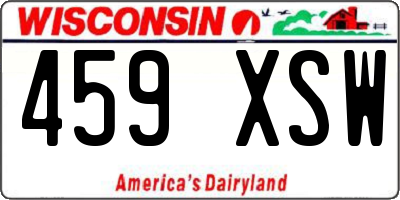 WI license plate 459XSW