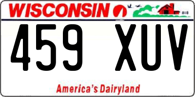 WI license plate 459XUV