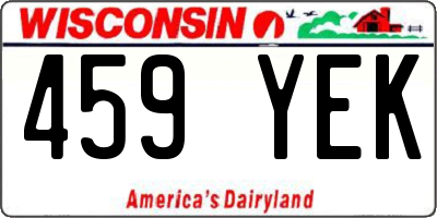WI license plate 459YEK