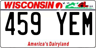 WI license plate 459YEM