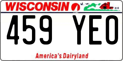 WI license plate 459YEO
