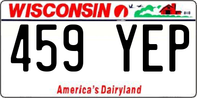 WI license plate 459YEP