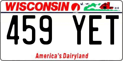 WI license plate 459YET
