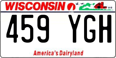 WI license plate 459YGH