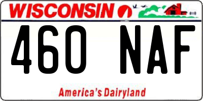 WI license plate 460NAF