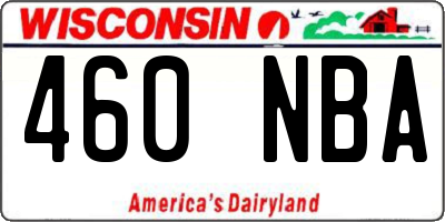 WI license plate 460NBA