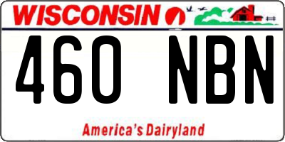 WI license plate 460NBN