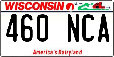 WI license plate 460NCA