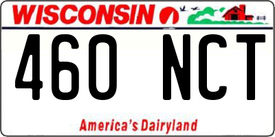WI license plate 460NCT