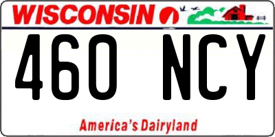 WI license plate 460NCY