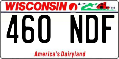 WI license plate 460NDF