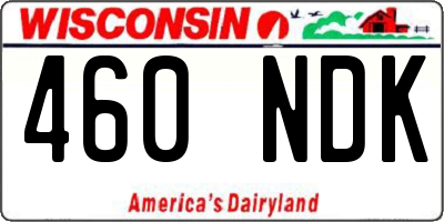 WI license plate 460NDK