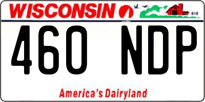 WI license plate 460NDP