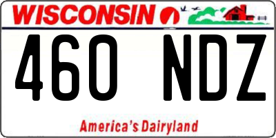 WI license plate 460NDZ