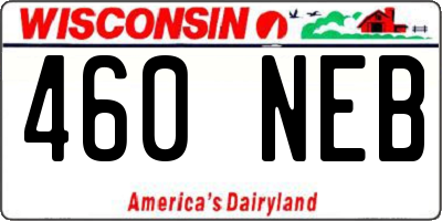 WI license plate 460NEB