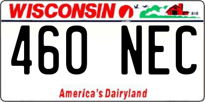 WI license plate 460NEC