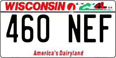 WI license plate 460NEF
