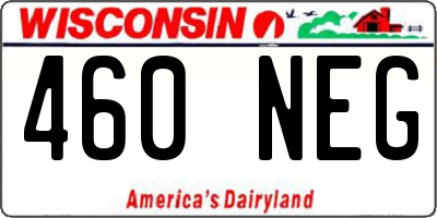 WI license plate 460NEG