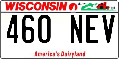 WI license plate 460NEV