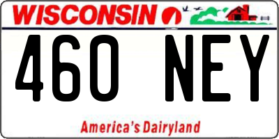 WI license plate 460NEY