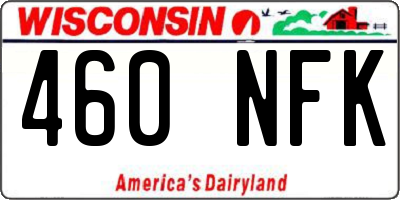 WI license plate 460NFK