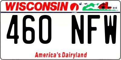 WI license plate 460NFW