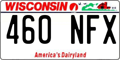 WI license plate 460NFX