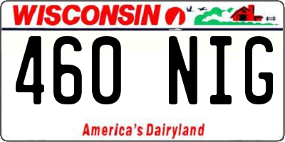 WI license plate 460NIG